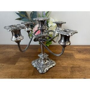 Vintage Silverplate 5 Arm Candelabra Grape Motif Wedding Centrepiece Gothic